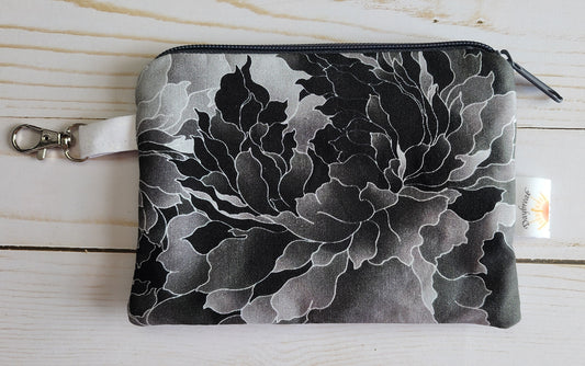 Black Peony Notion Pouch / Wallet Pouch