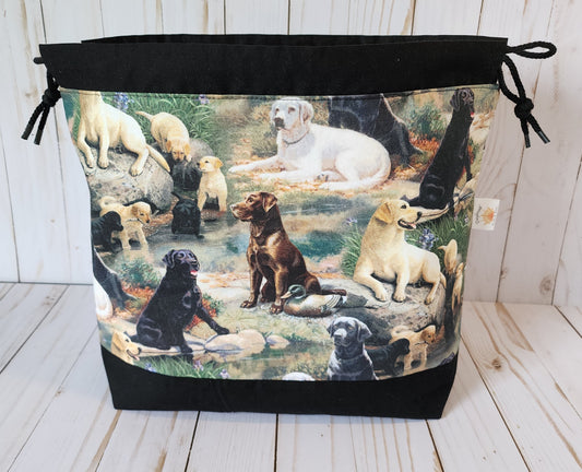 Dogs Large Drawstring Project Bag