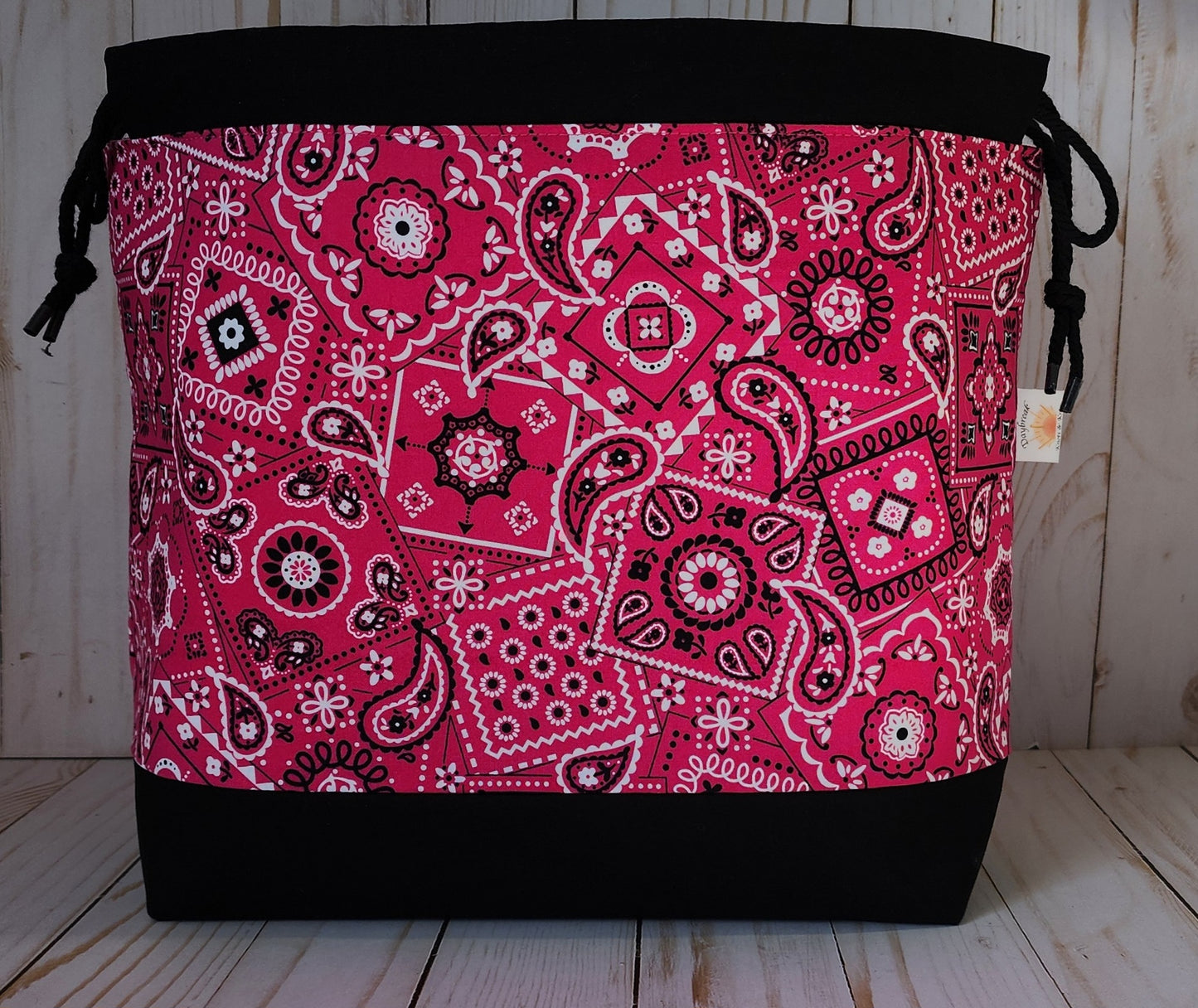 Pink Bandana Large Drawstring Project Bag
