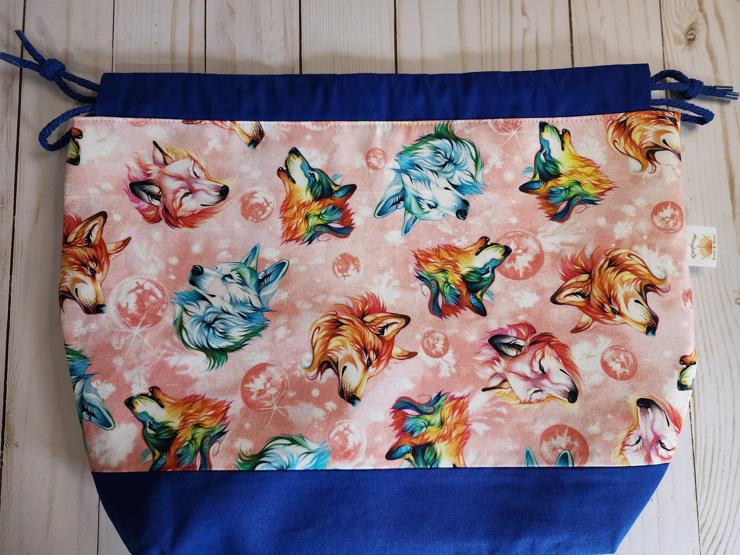 Wolves Blue Large Drawstring Project Bag
