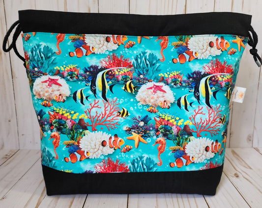 Tropical Fish Large Drawstring Project Bag