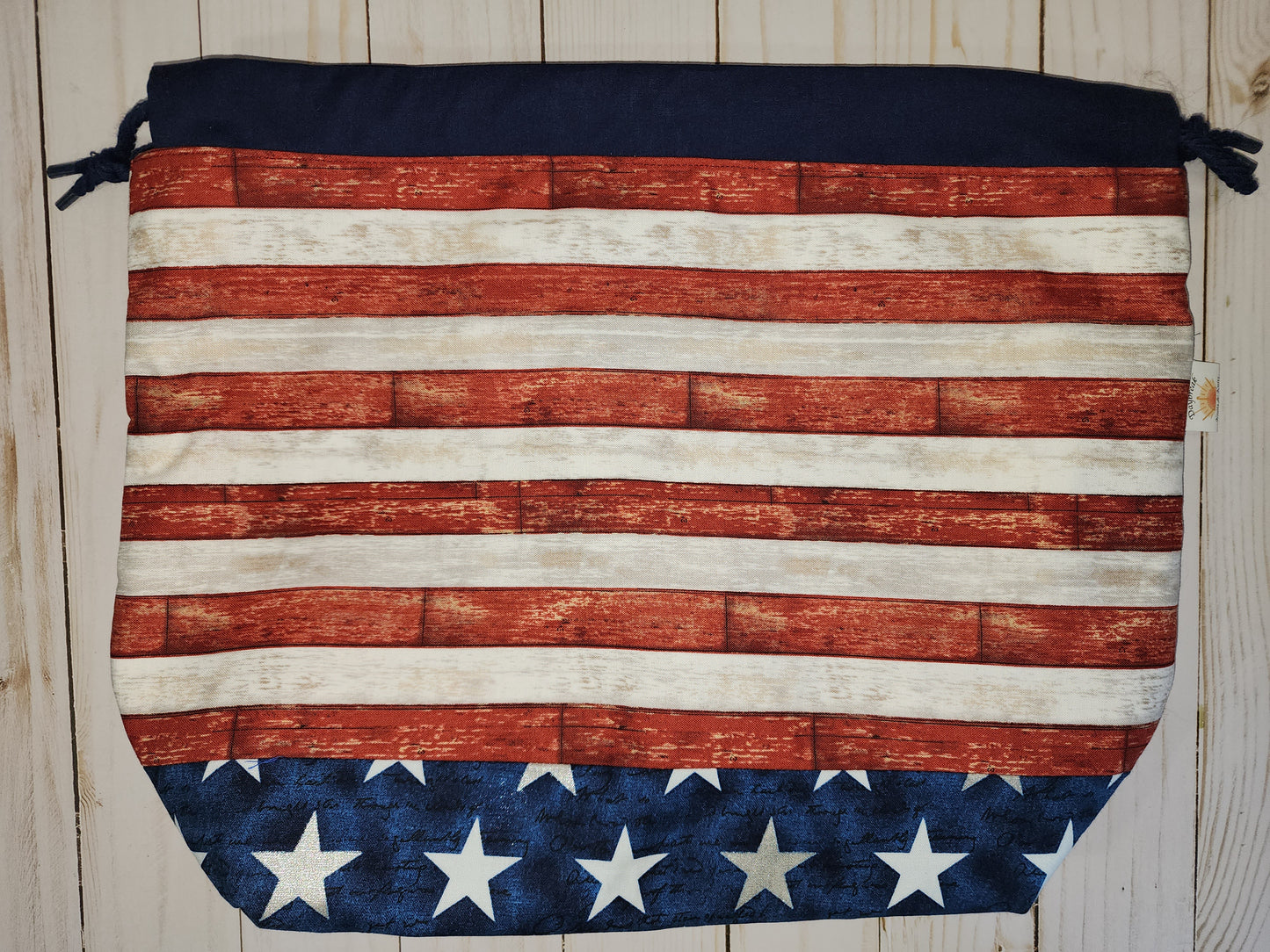 Rustic Flag Large Drawstring Project Bag
