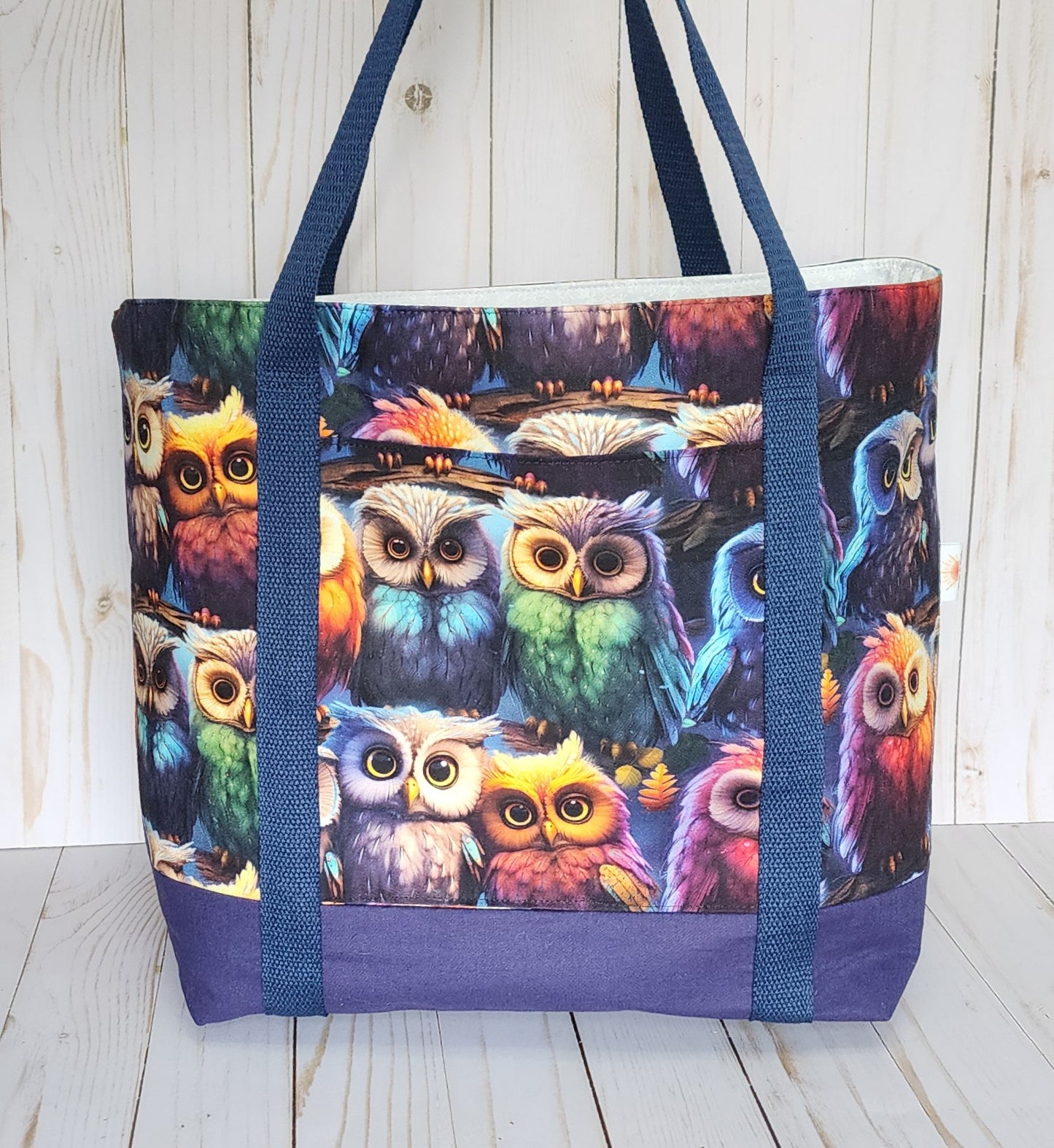 Owls Navy Tote Bag