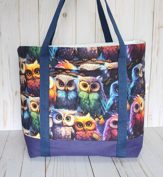 Owls Navy Tote Bag