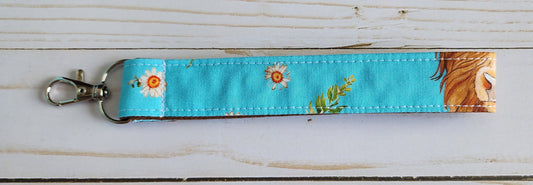 Highland Cow Wristlet Keychain