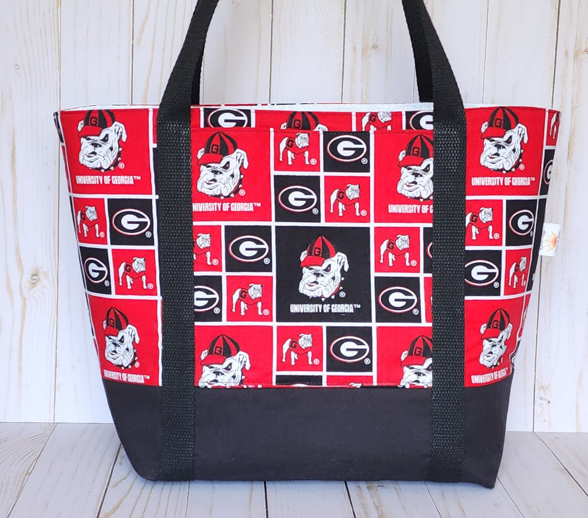 Georgia Bulldog Tote Bag 1 inch smaller
