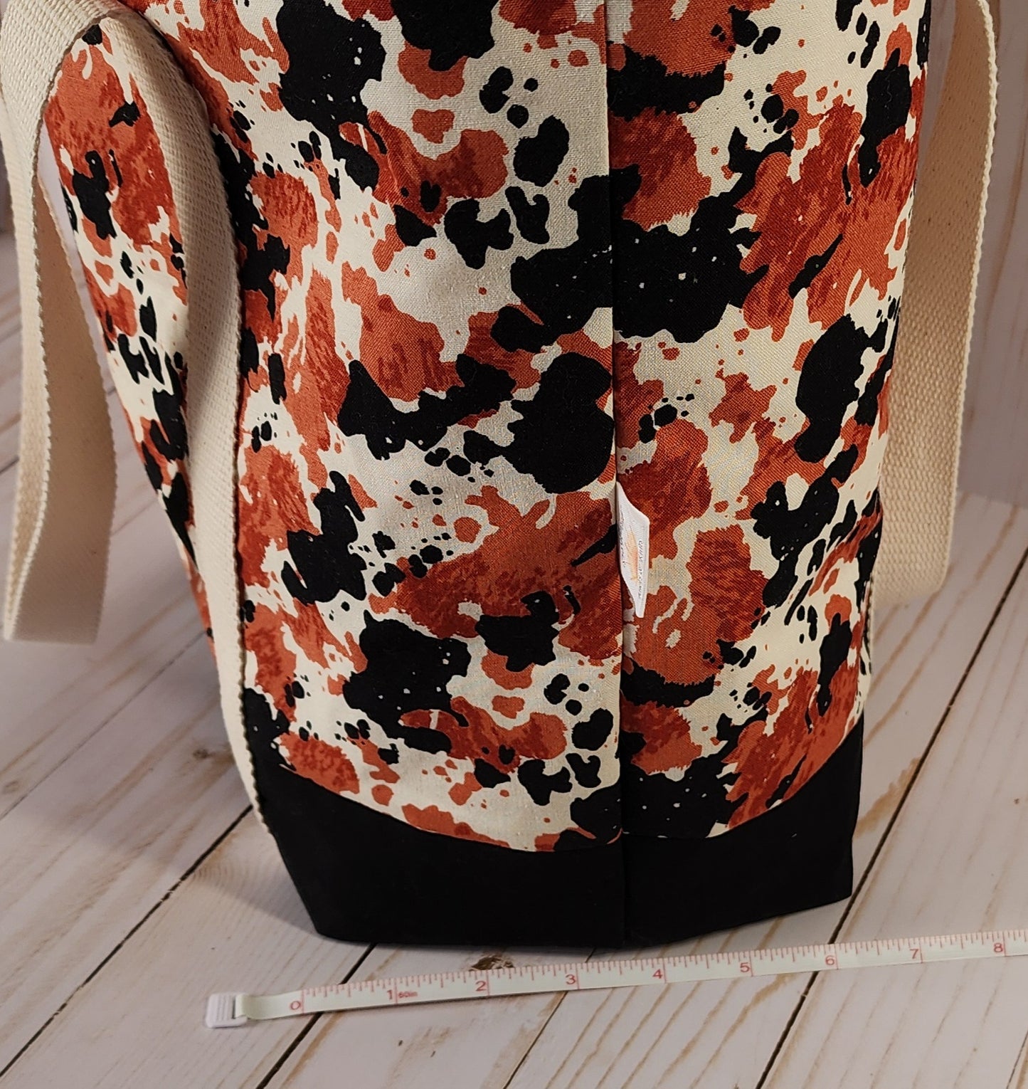 Black White and Brown Cow Print Tote Bag