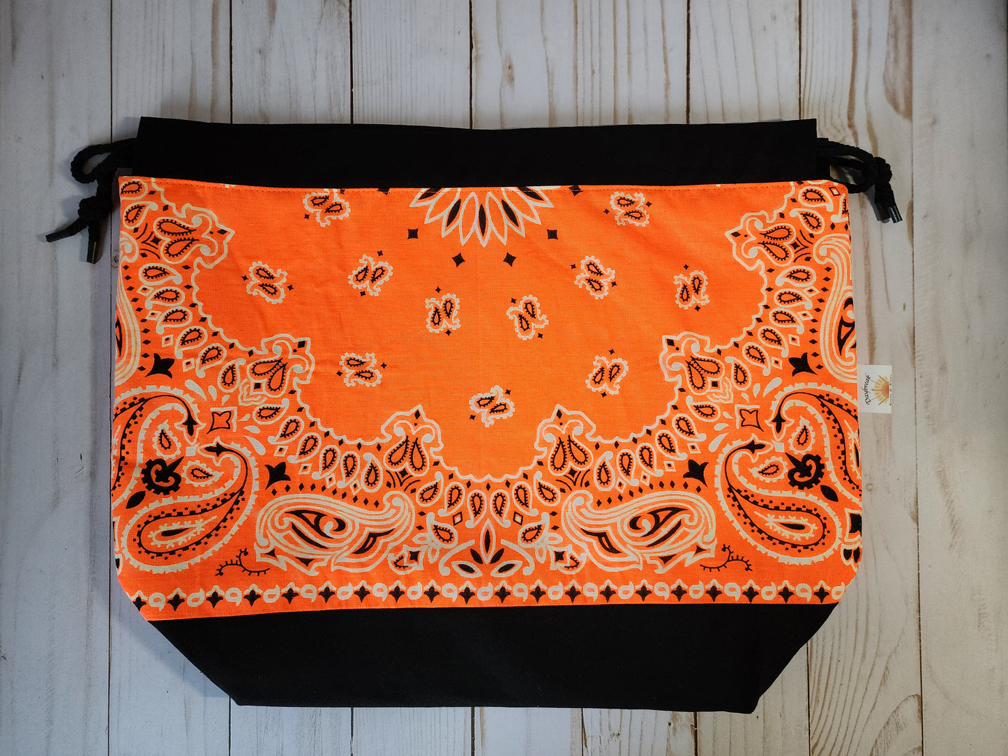 Neon Orange Large Drawstring Project Bag