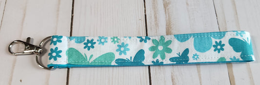 Butterflies and Flowers Wristlet Keychain