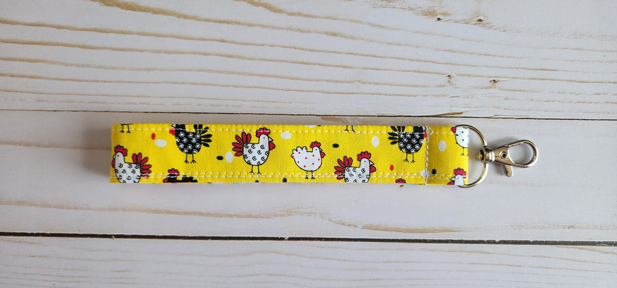 Drawn Chickens Wristlet Keychain