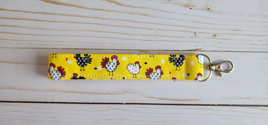 Drawn Chickens Wristlet Keychain