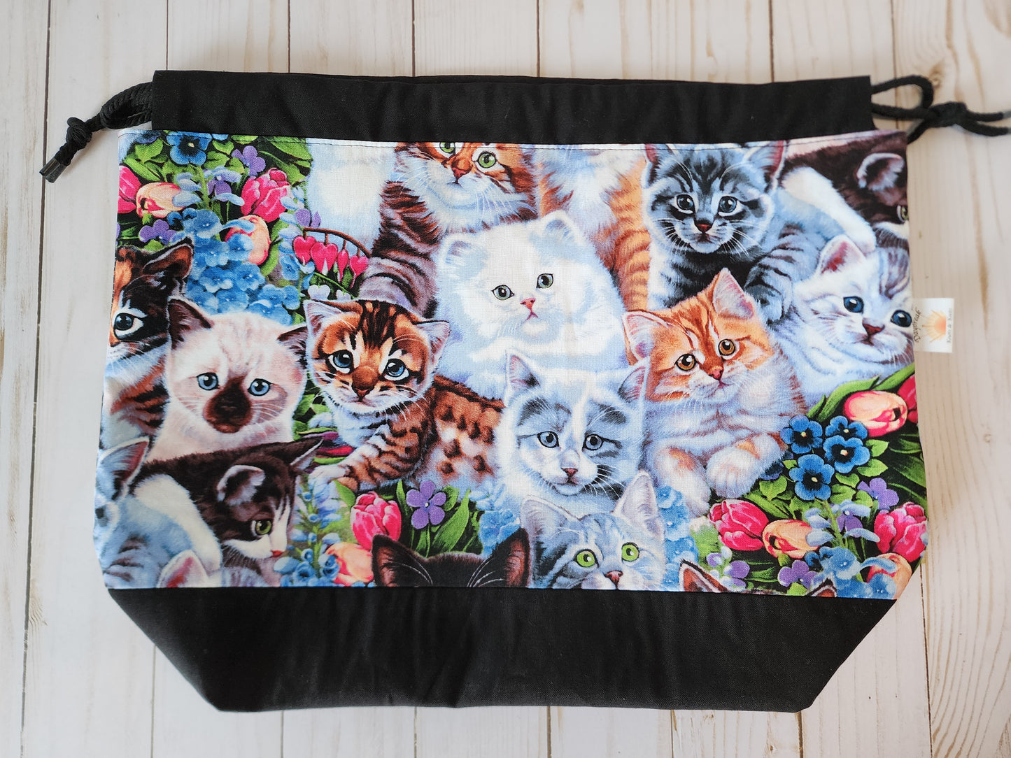 Kittens Large Drawstring Project Bag