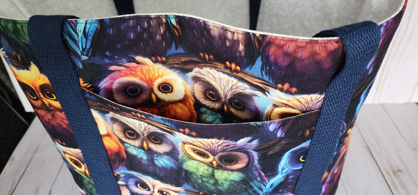 Owls Navy Tote Bag