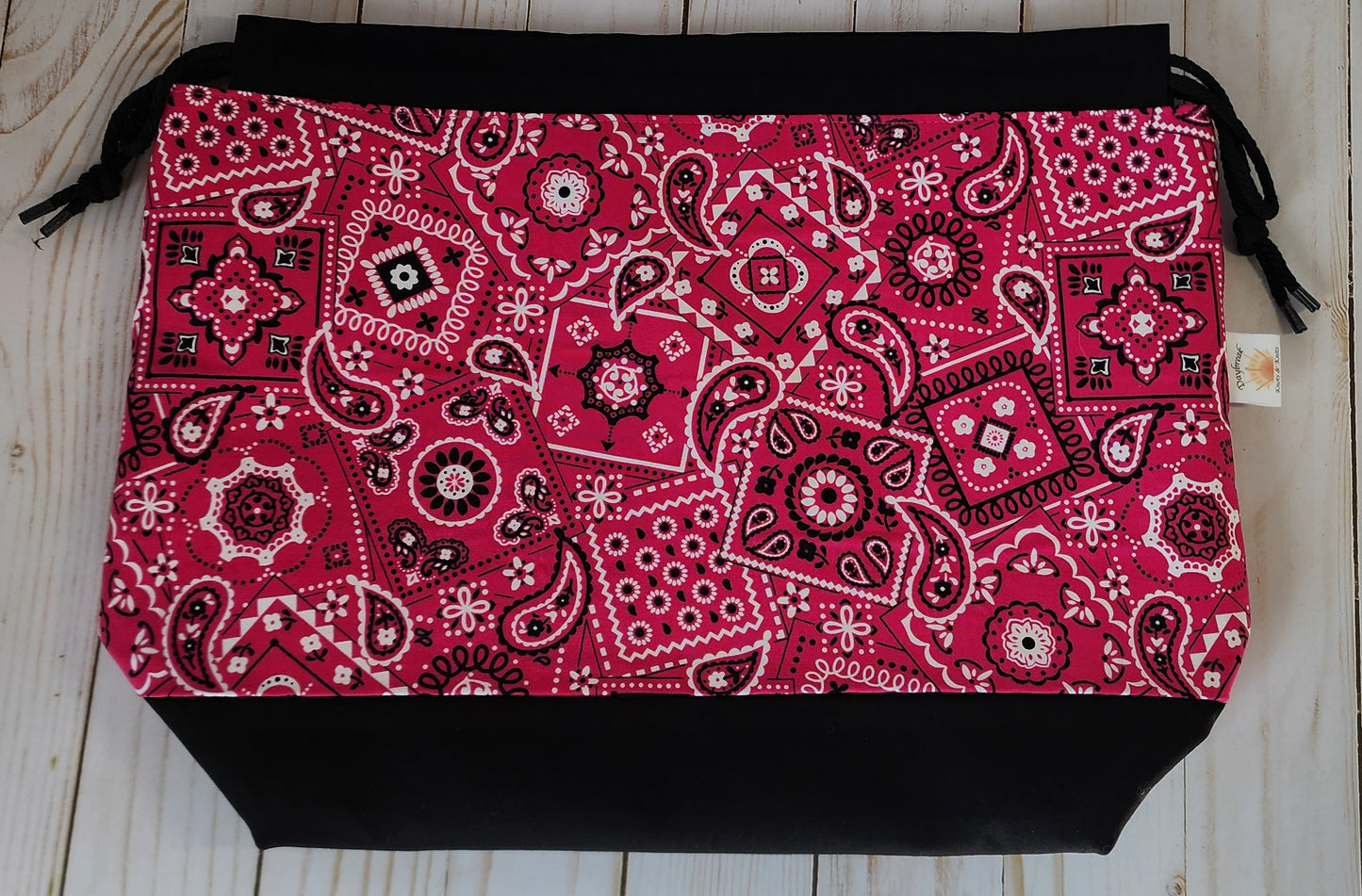 Pink Bandana Large Drawstring Project Bag
