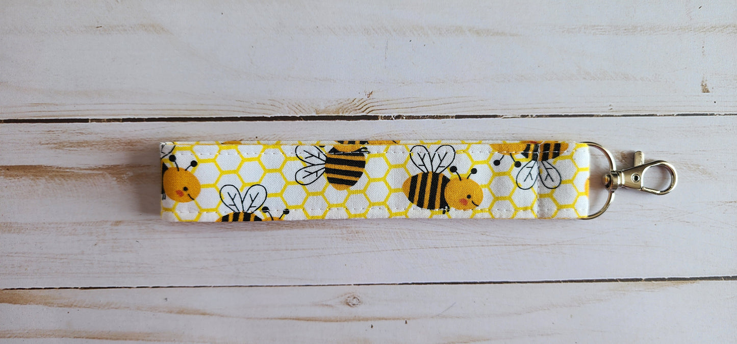 Happy Bees Wristlet Keychain