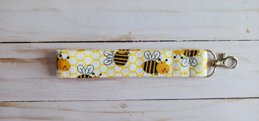 Happy Bees Wristlet Keychain