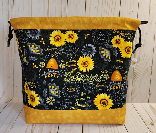 Bee's Gold Large Drawstring Project Bag