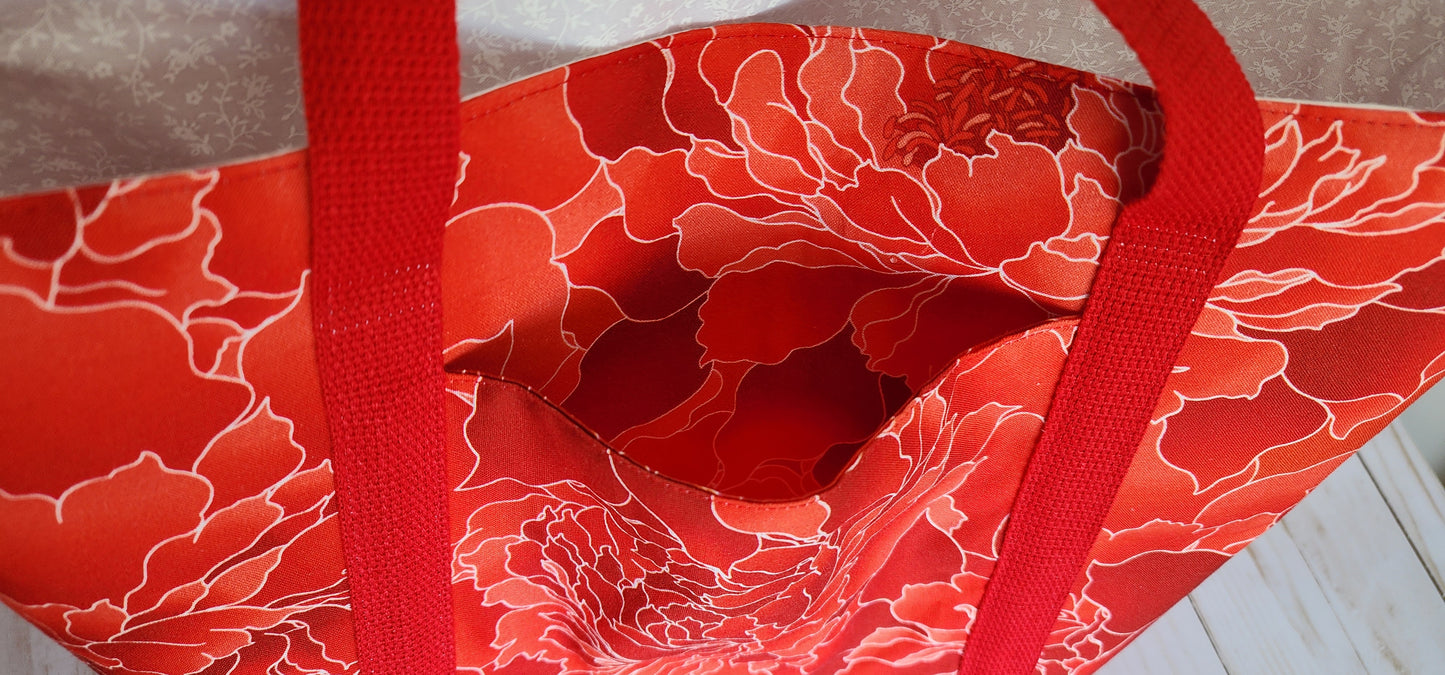 Red Peony Tote Bag
