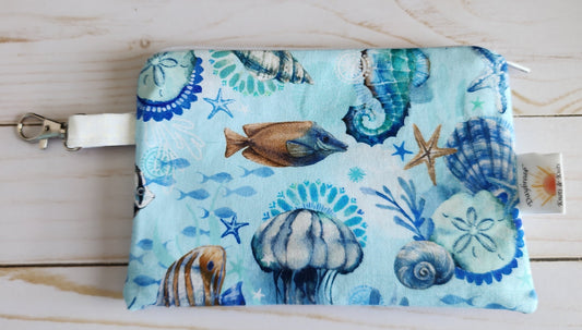 Seashells and Sealife Notion Pouch / Wallet Pouch