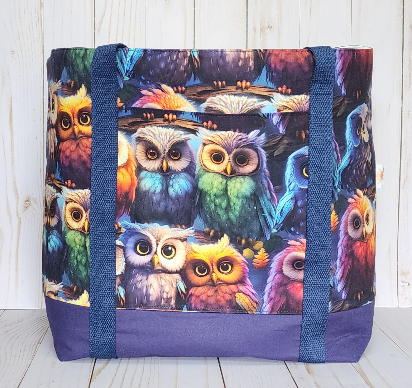 Owls Navy Tote Bag