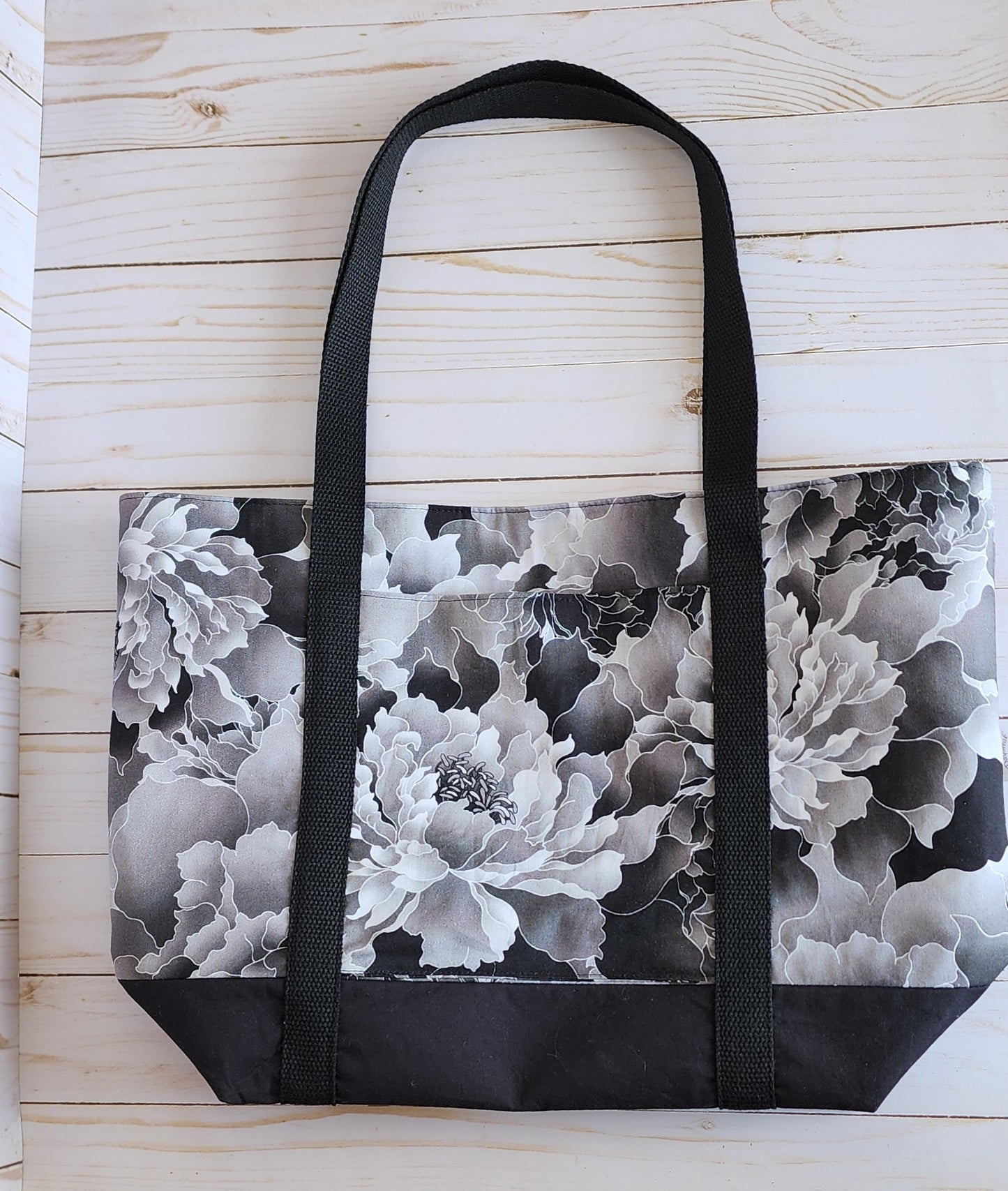 Black Peony Tote Bag